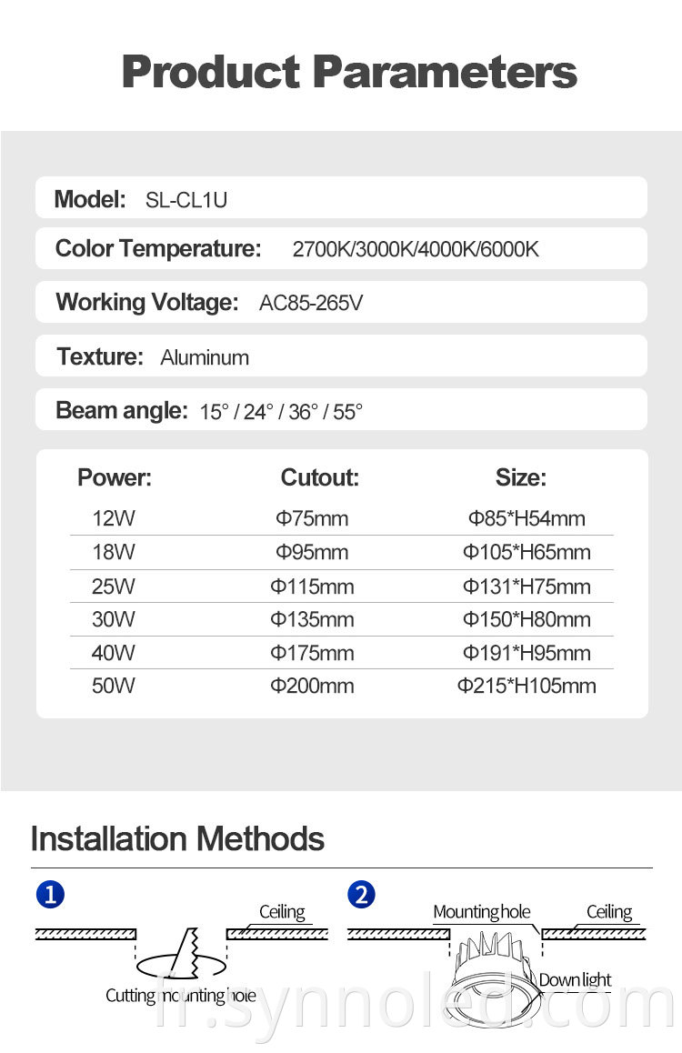 Aluminum Led Downlight For Synno Lighting